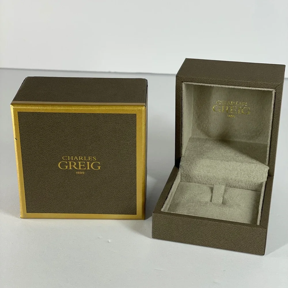 Charles Greig 1899 Luxury Ring Box with Outer Box Brown Gold Jewelry Storage